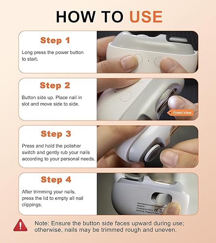 Miniatura 2 de Cortaúñas eléctrico, 2 en 1, recortadora de uñas eléctrica y almacenamiento de fragmentos con luz LED con engranajes de dos velocidades para todas