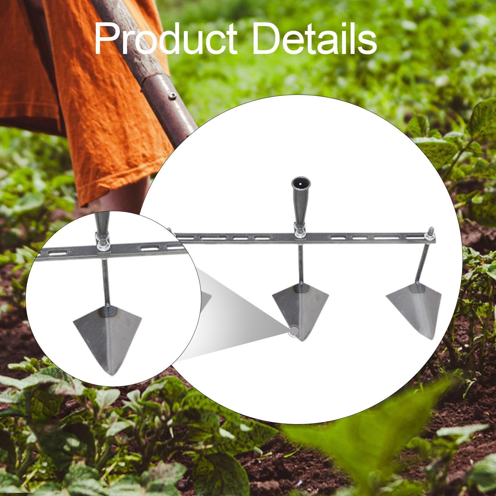 Milageto de jardín con Cabeza Triangular, Manual de Acero para Patio, Herramienta agrícola con espaciado Ajustable para Principiantes, jardineros y, 60cm Tres Cabezas