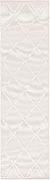SAFAVIEH Natura Collection Runner Rug - 23" x 8, Ivory, Handmade Moroccan Boho Rustic Wool, Ideal for High Traffic Areas in Living Room, Bedroom NAT832A