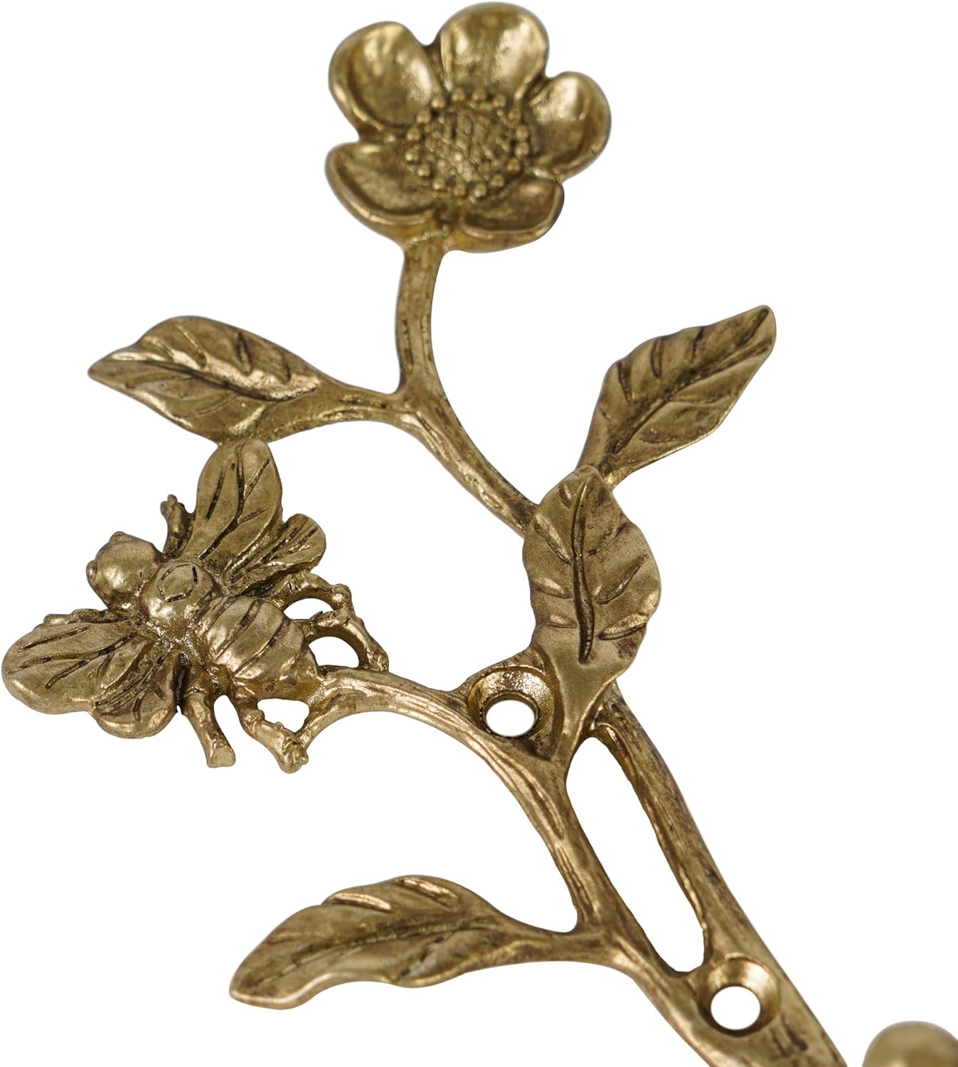 SOFFEE DESIGN 2pcs Metal Dark Gold Coat Hooks with 3D Bee & Flowers Shape, for Entryway, Bathroom, Bedroom Farmhouse Decoration - Image 7