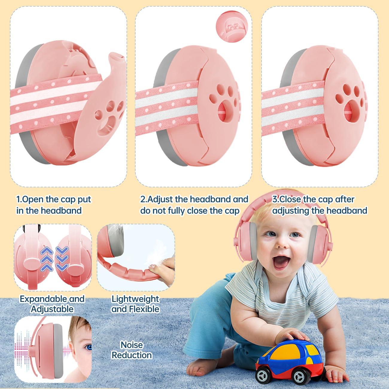 SJDUOCAI 2 in 1 Noise Protection Headphones, Hearing Protection, Baby Headphones, Noise Protection with Noise Cancellation - Image 4