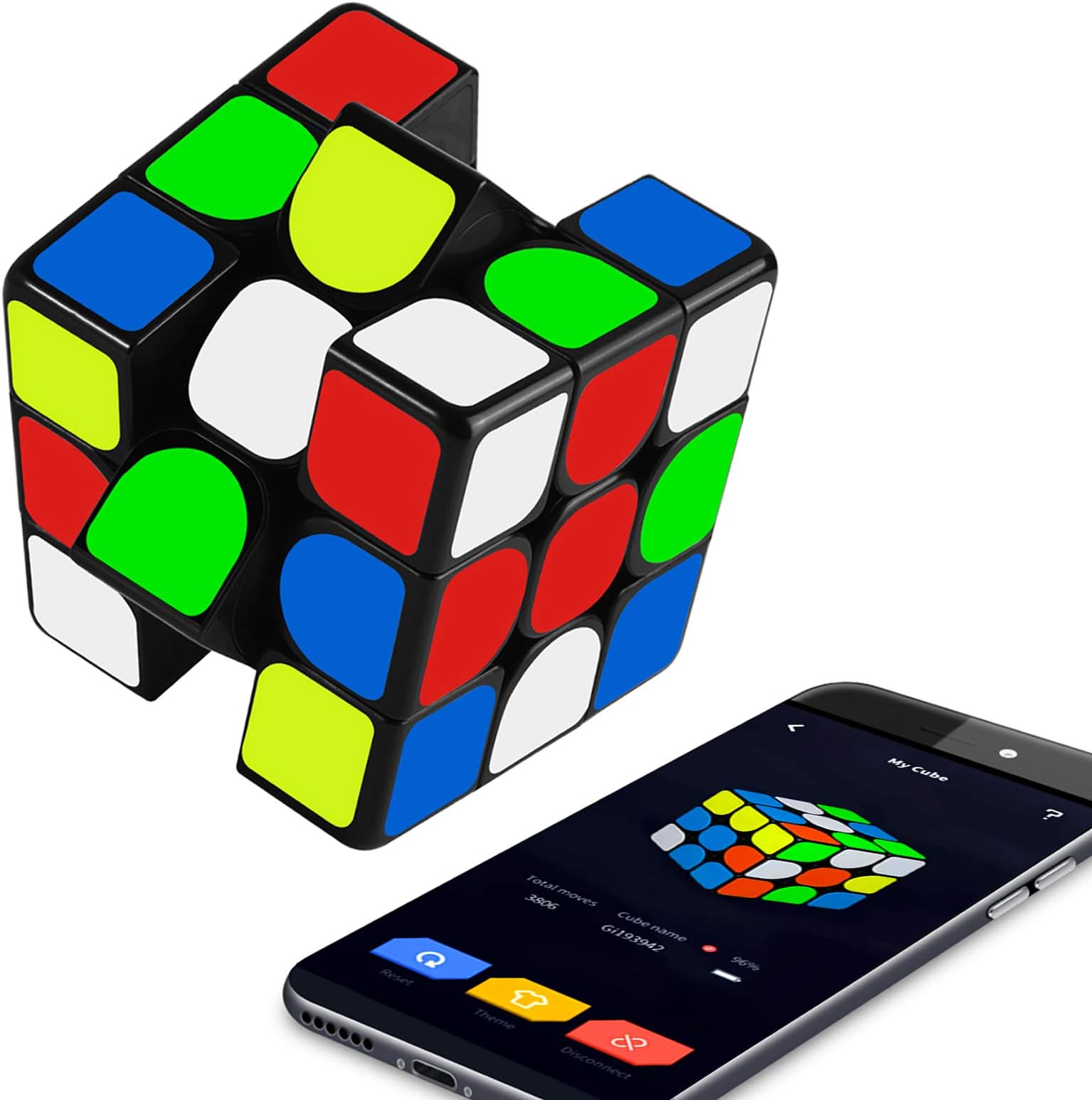 Vdealen Electronic Bluetooth 3x3 Magnetic Speed Cube, App Enabled Smart Puzzle Cube- Real Time Intelligent Tracking Magic Cube Toy