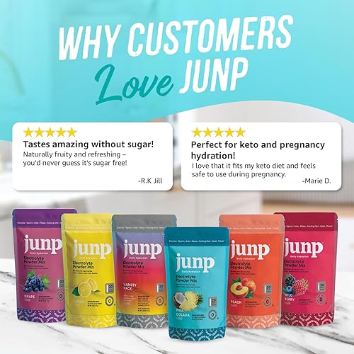 Miniatura 68 de JUNP Paquetes de electrolitos en polvo sin azúcar para agua, paquetes de hidratación instantánea con sal y potasio, cero calorías, sin