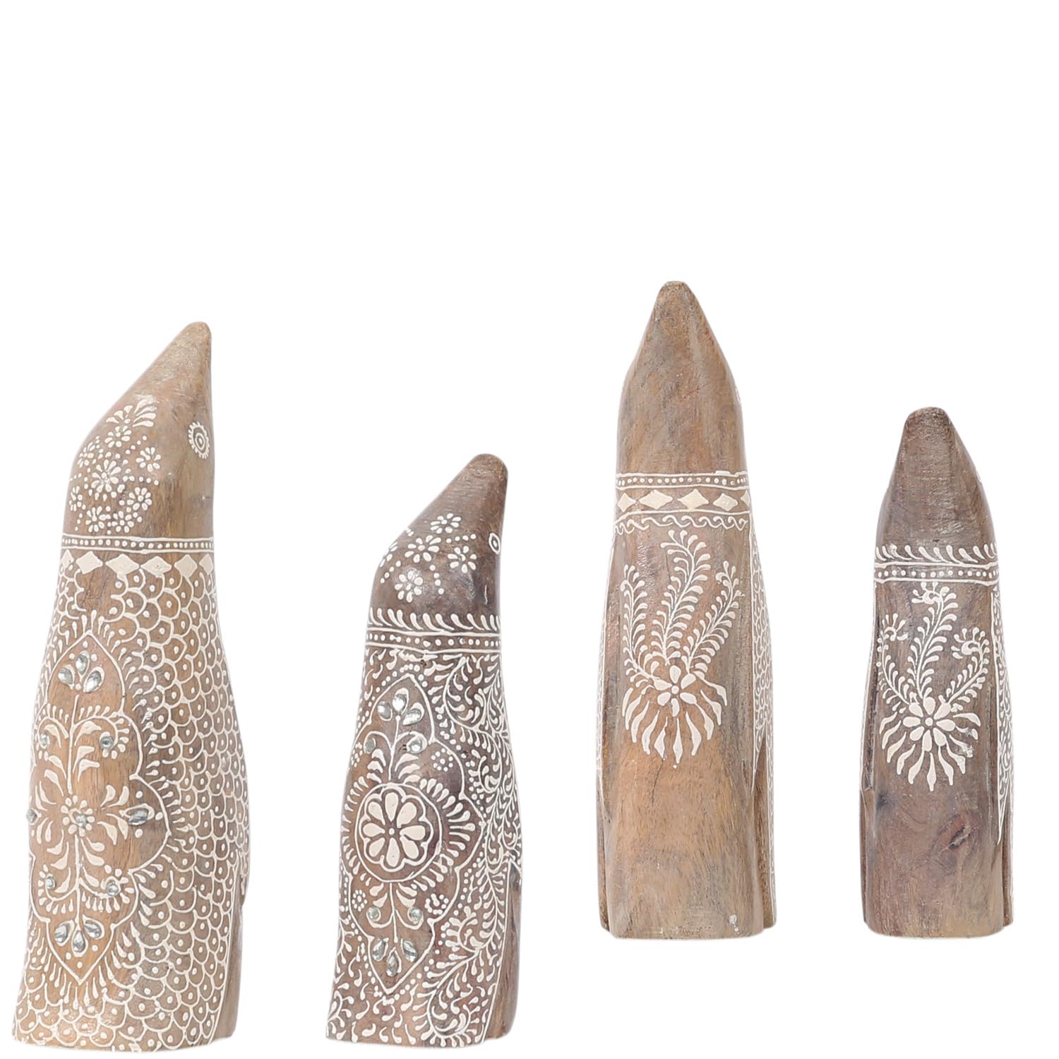 2er Set Boho Tierfigur Pinguin handgefertigt aus Holz 25 cm Dekoration
