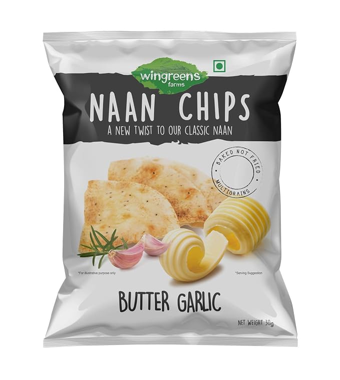 Wingreens Farms Naan Chips - Butter Garlic, 30 g