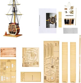 GAWEGM Wooden Ship Model - Scale 1/200 HMS Victory Boat Model Section Kits with Brass Upgrade Accessories