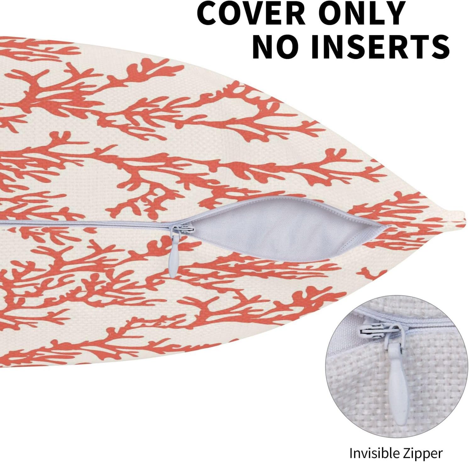 Tropical Pattern Corals Lumbar Throw Pillow Covers Beach Coral Pillow Cases 12x20 Inch Set of 2 Nautical Coastal Themed Outdoor Decorative Pillowcase Cushion Cover for Couch Sofa - Image 5