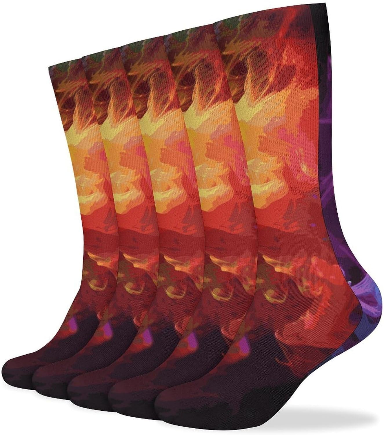 Rainbow Smoke Knee High Socks Cozy Knee High Socks Soft Mid-Length Sock for All Seasons Daily Wear Adult