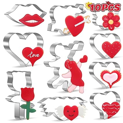 NPET valentines Cookie Cutters for Kids valentines day decorations sandwich cutters