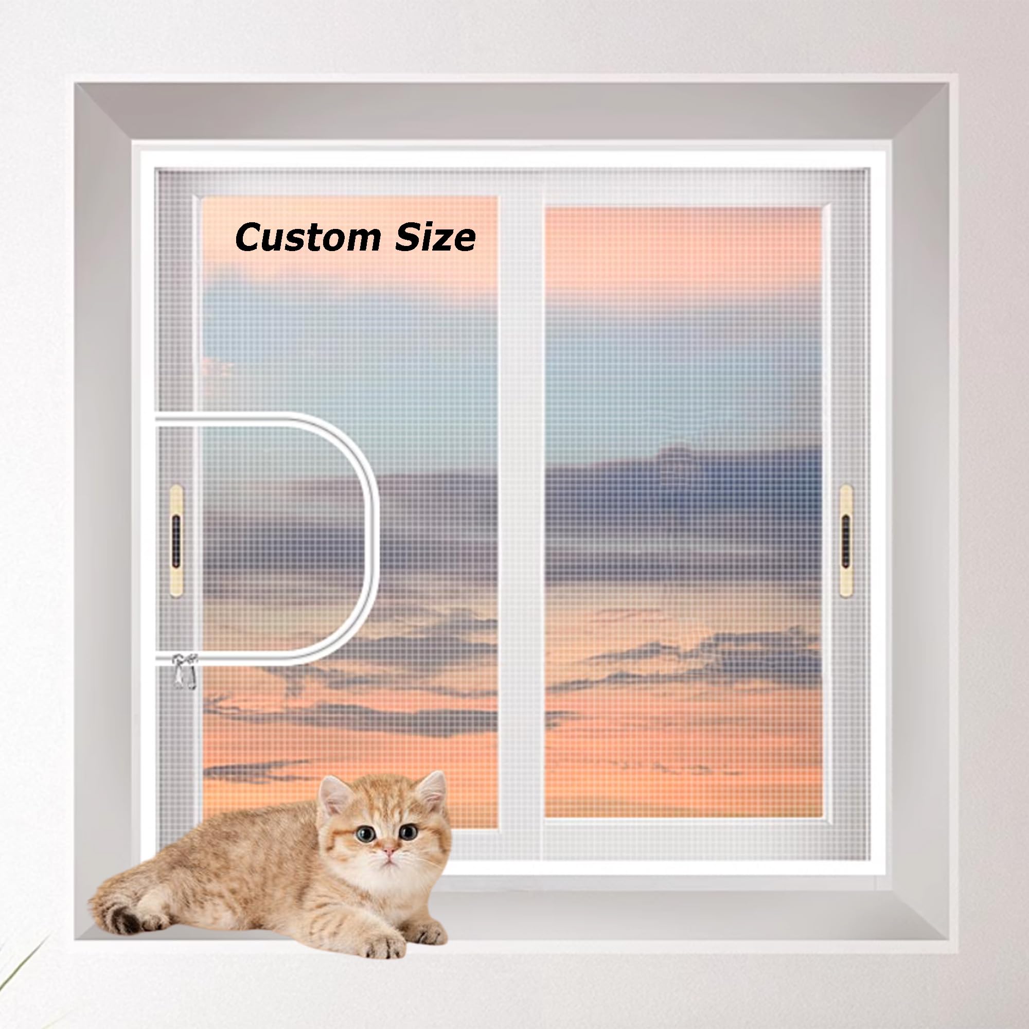 Custom Size Cat Safety Net Window Screen for Cat, Cat Protection Window Guard Self-Adhesive Anti-Mosquito Insect Fly Screen Balcony Window Mesh Easy Installation