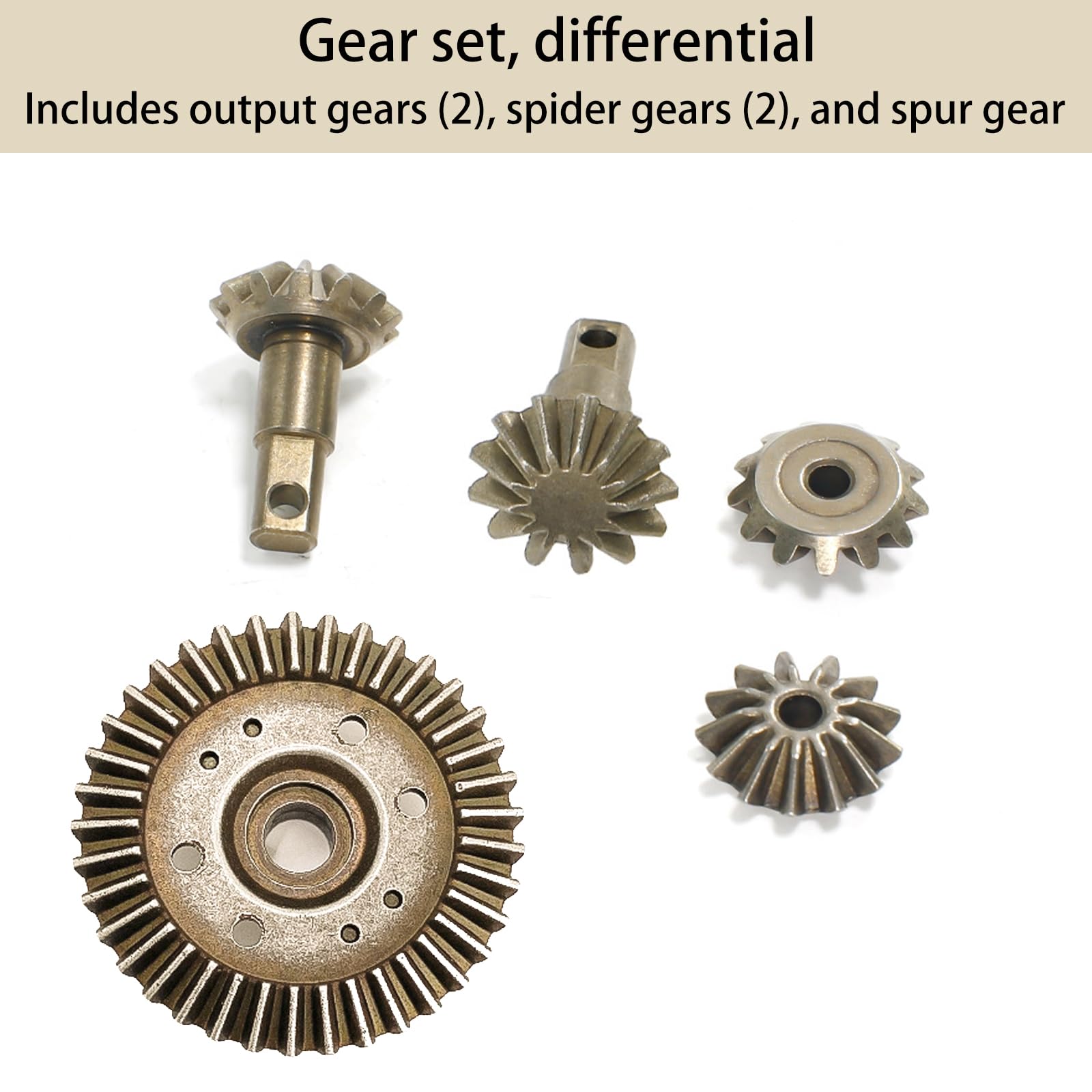 Differential Gear Set Assembly Upgraded Diff Gear Kit for 1/10 HQ727 Traxxas Slash 4x4 Ford Rally Stampede XO-1 Raimo RC Car, Include Output Gears (2), Spider Gears (2), and Spur Gear