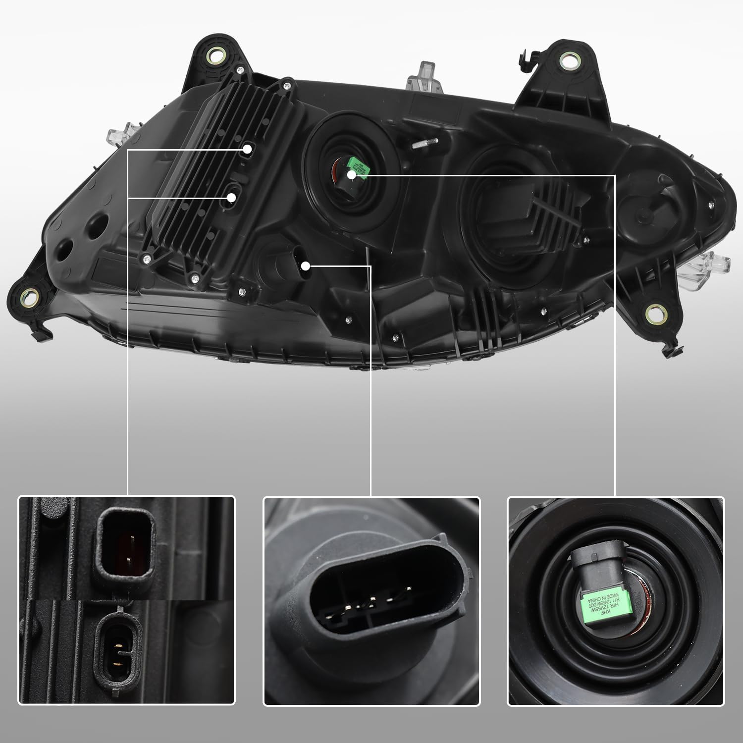 Headlights Assembly Fit for 2018-2023 International LT625 Headlamps LED Low Beam + Halogen High Beam (Driver+Passenger Side)