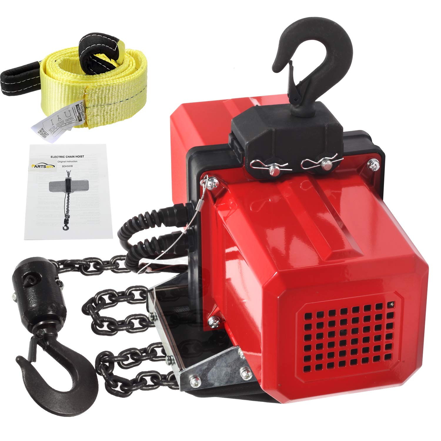 Partsam 2200lbs Chain Lift Electric Hoist Single Phase 10ft Lift Height