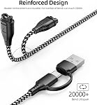 2 in 1 Charger Cable for Garmin Watch Compatible with Garmin Vívoactive 6 5 4s,Forerunner 965 955 945 55,Fenix 8 7 7X Pro 6 6X 5,Venu 3 2S,Approach S70 S62 S60,Epix Instinct Tactix(2 Pack)