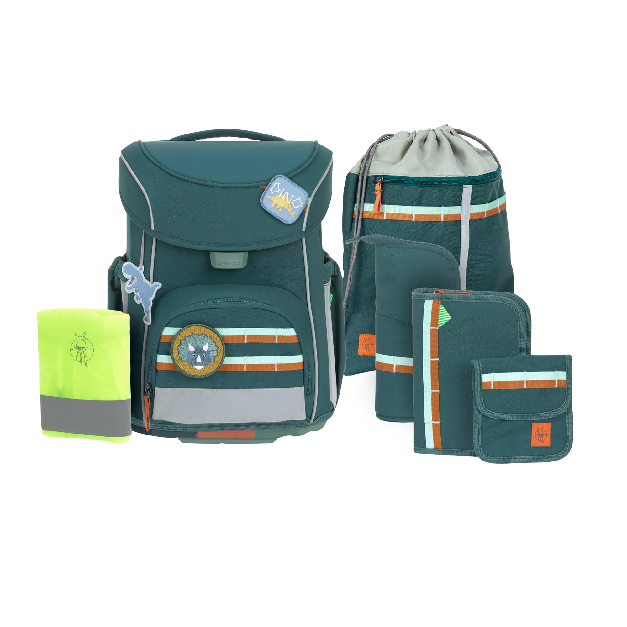 LÄSSIG 7-częściowy zestaw tornistrowy dla dzieci/szkolny Slim Unique Dark Green
