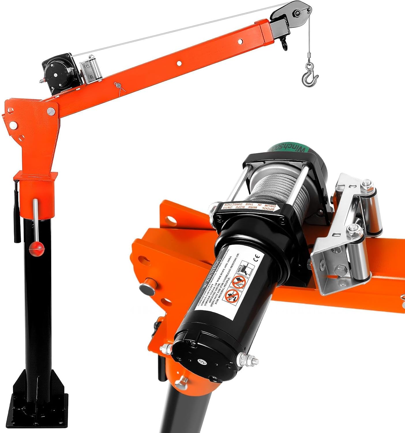 2025 New 5000LBS Folding Truck Mounted Bed Crane, Electric Pickup Truck Crane, 5000LBS Electric Winch 12V, Folding Steel Frame, Load Capacity 2200 LBS, 360° Rotation for Pickup Truck Lift