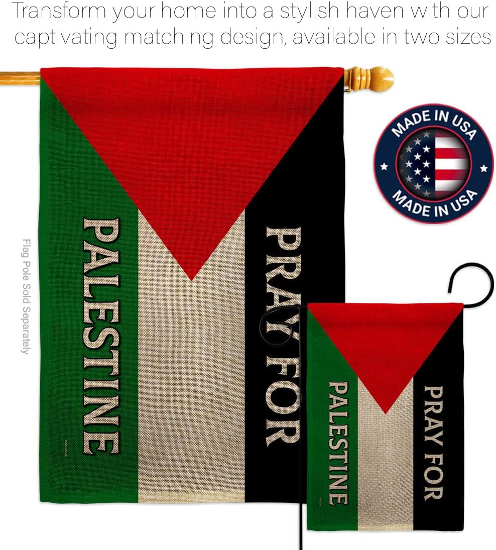 Pray for Palestine Burlap House Flag Support Cause Home Stand with Country International World Decoration Banner Small Garden Yard Gift Double-Sided, Made in USA