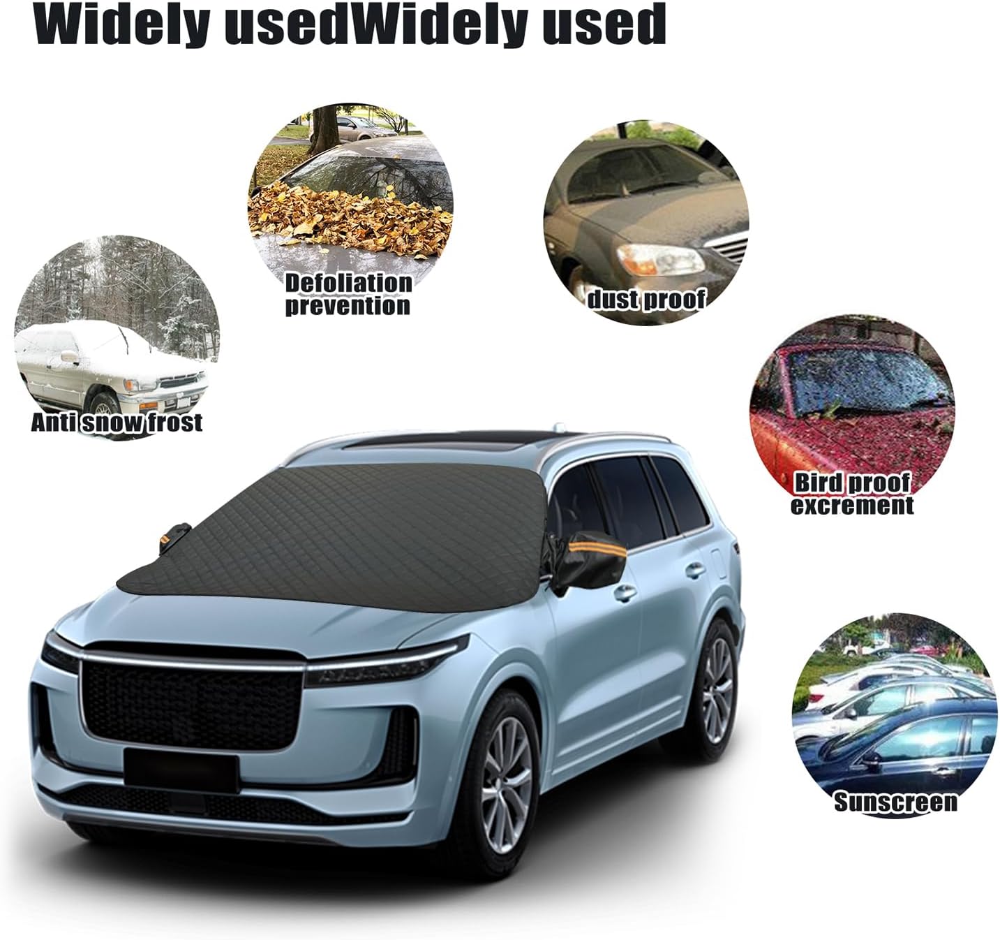 Winter Auto Accessories, Windshield Snow Cover with Magnetic Edge, Ice and Snow Windshield Cover for Cars, SUVs, RVs, Vans and Trucks