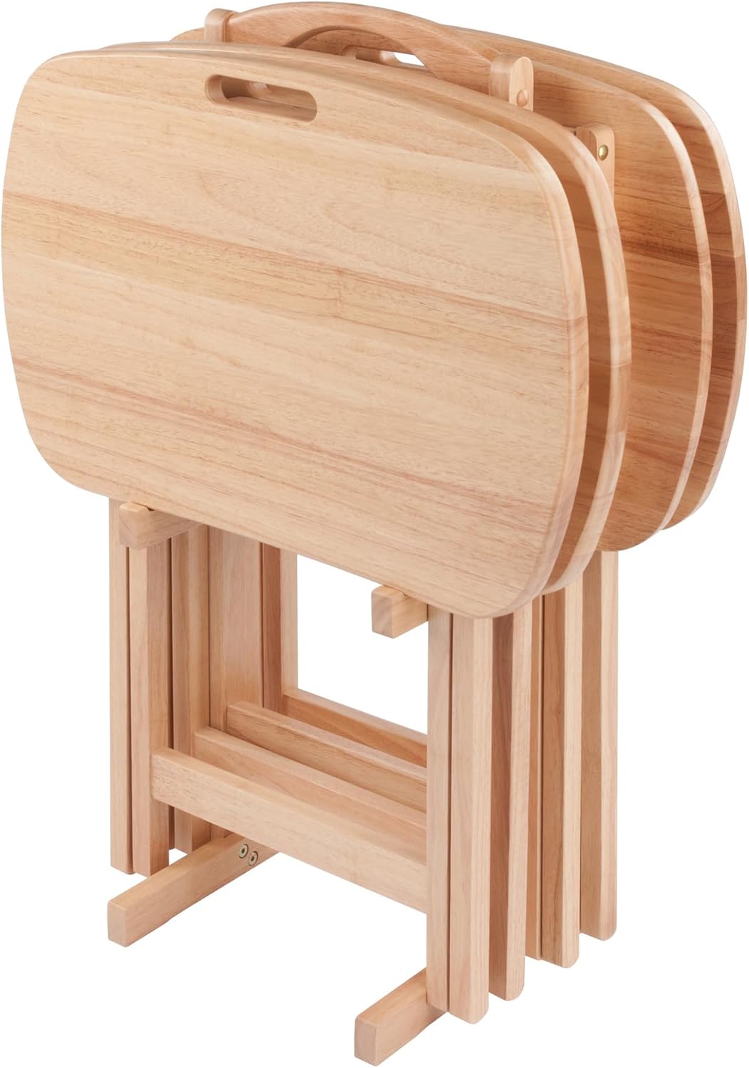 Winsome Lucca Set of 4 Foldable Snack Tables with Storage Rack, Easy to Store Portable Fold Up Table Set for Kitchen, Living Room TV Dining, Crafts, Puzzles, Work from Home