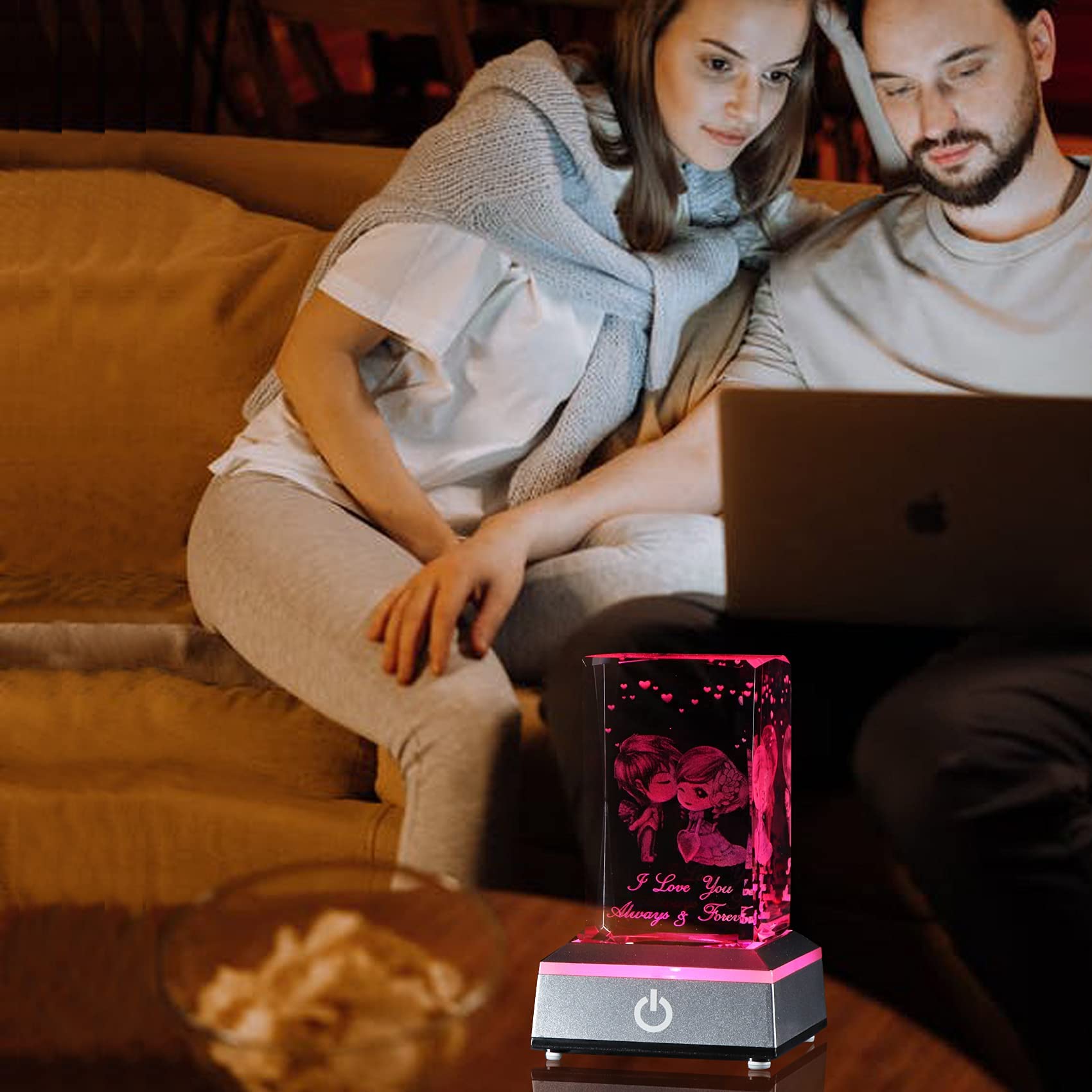 Rosa in cristallo 3D laser, con incisione "I Love You", regalo di compleanno per fidanzata romantica (I Love You Always & Forever)