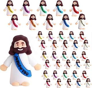 Jesus Loves You Figures 100 Pack, Multicolor Tiny Mini Jesus Figurines in Bulk, Miniature Jesus Figurines Little Jesus Figures for Easter, Church, and Religious Celebrations