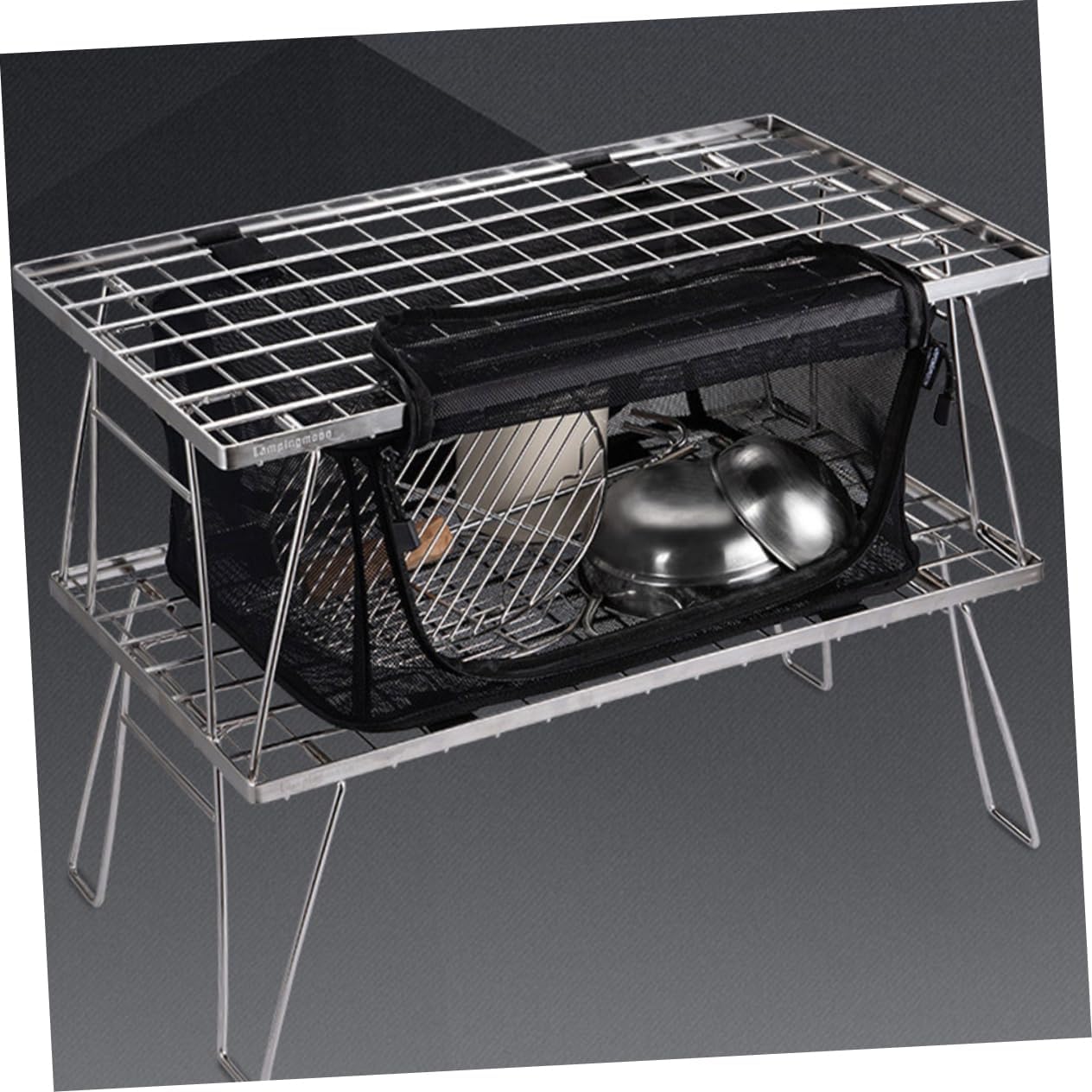 Camping Cookware Organizer Bag Mesh Storage for Cooking Utensils Capacity Tableware Carry Bag for BBQ Hiking and Outdoor Adventures