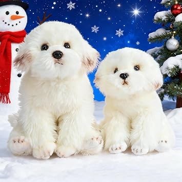 HollyHOME Maltese Stuffed Animal Realistic Maltese Dog Plush Toy Pet Gift for Kids 13 inches