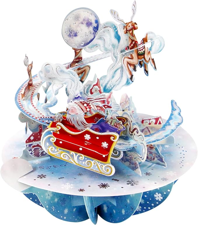 Santoro Pirouette, 3D-Pop-Up-Grußkarte – Weihnachtsschlitten – für Kinder, Familie, Weihnachten