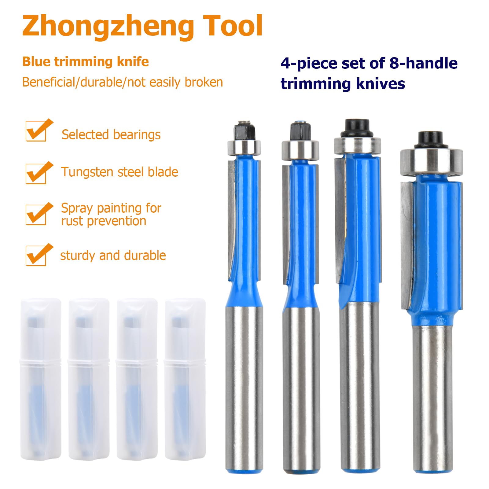 Set 4 Frese Per Legno Con Gambo 1/4 Di Pollice - Punte In Carburo Per Scanalatura Succo E Ciotole - 2