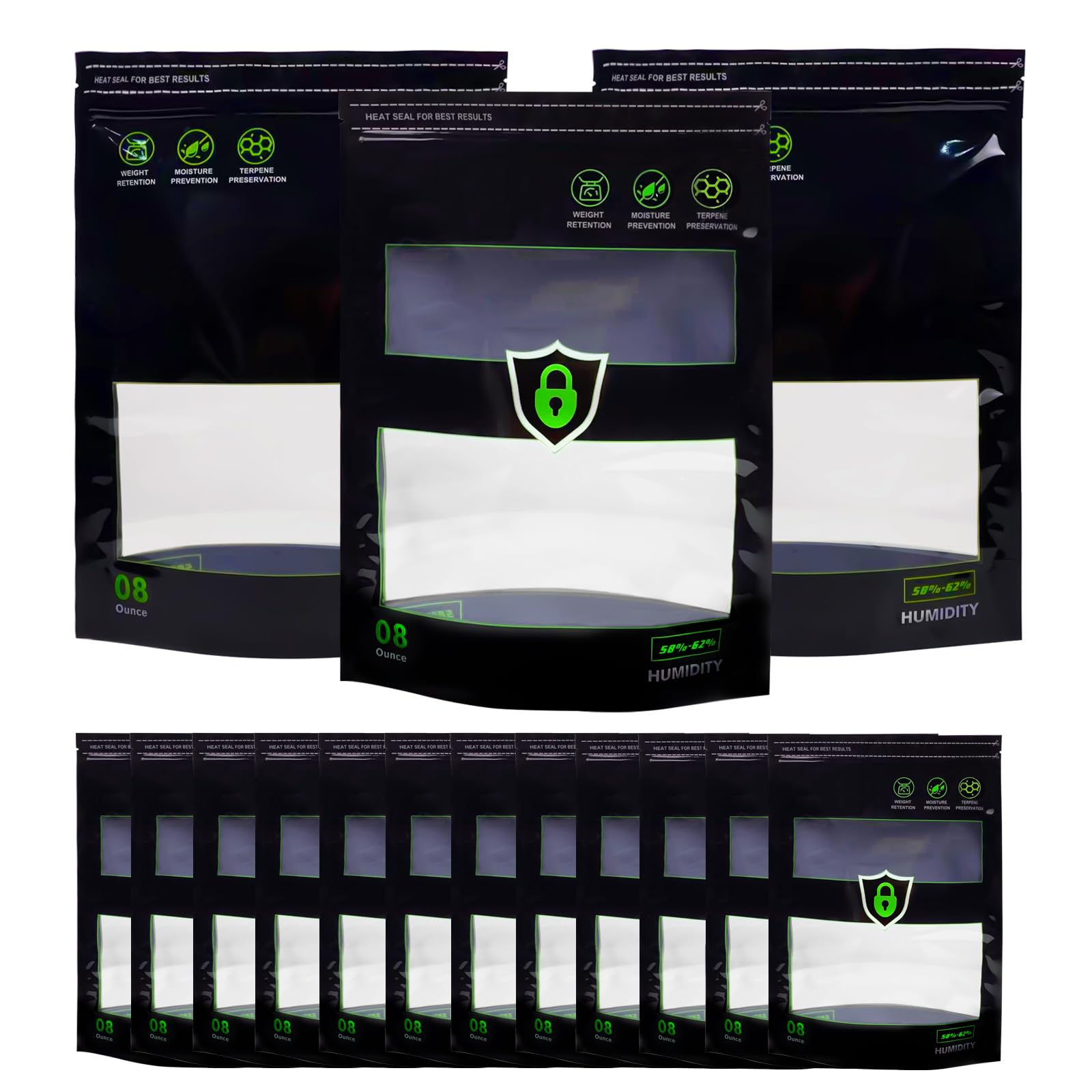 Photo 1 of 15 Pcs 1/2 LB Storage Terp Bags 58%-62% RH 2-Way Humidity Control Bags for Curing & Storage Resealable Humidity Bags (8 oz, 1/2 lb)