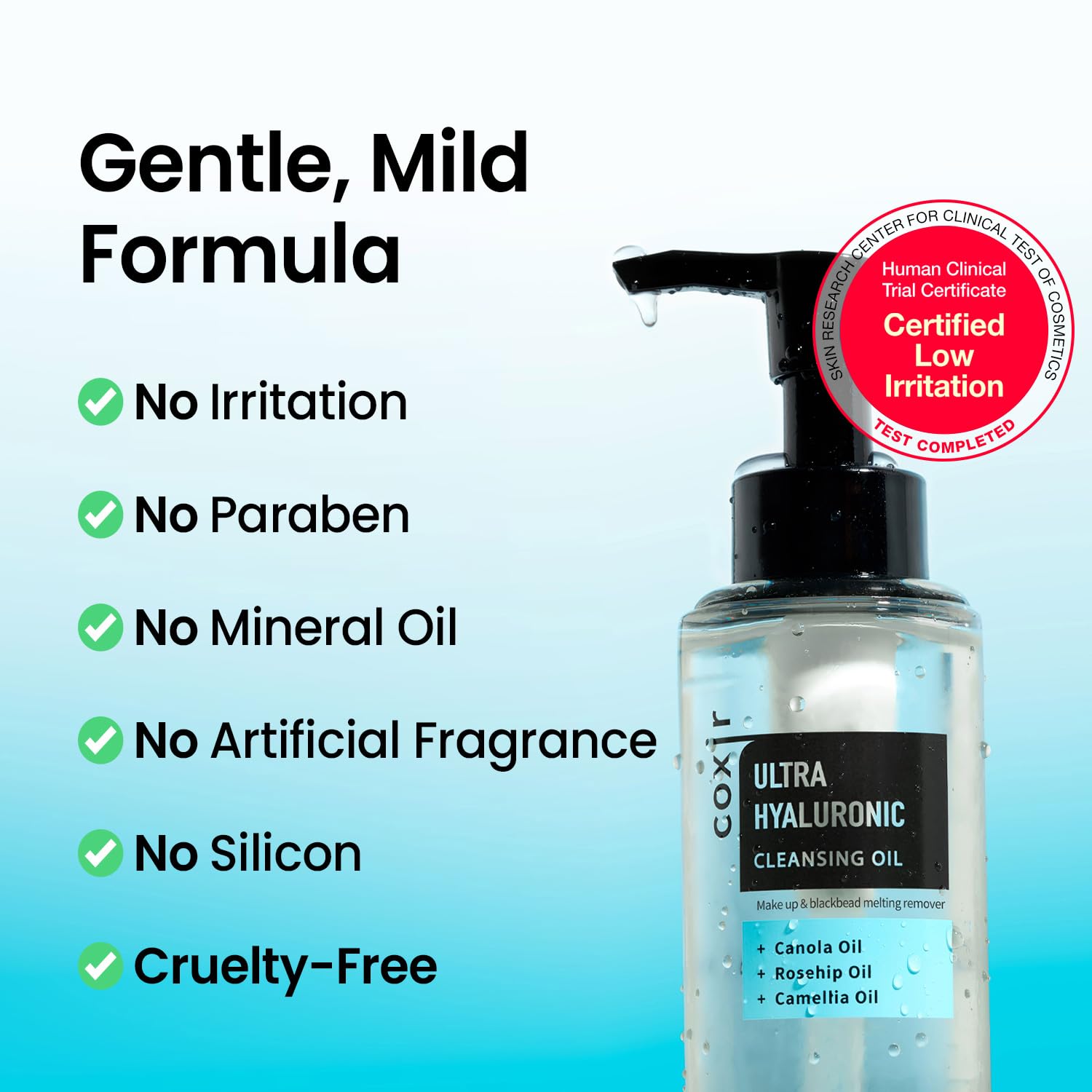 coxir ULTRA HYALURONIC CLEANSING OIL-Hydrating Korean Oil Cleanser for Makeup & Blackheads, Multi-Layer Hyaluronic Acid |Vegan Formula for All Skin Types, Non-Comedogenic Face Cleanser | 5.07 fl oz - Image 6