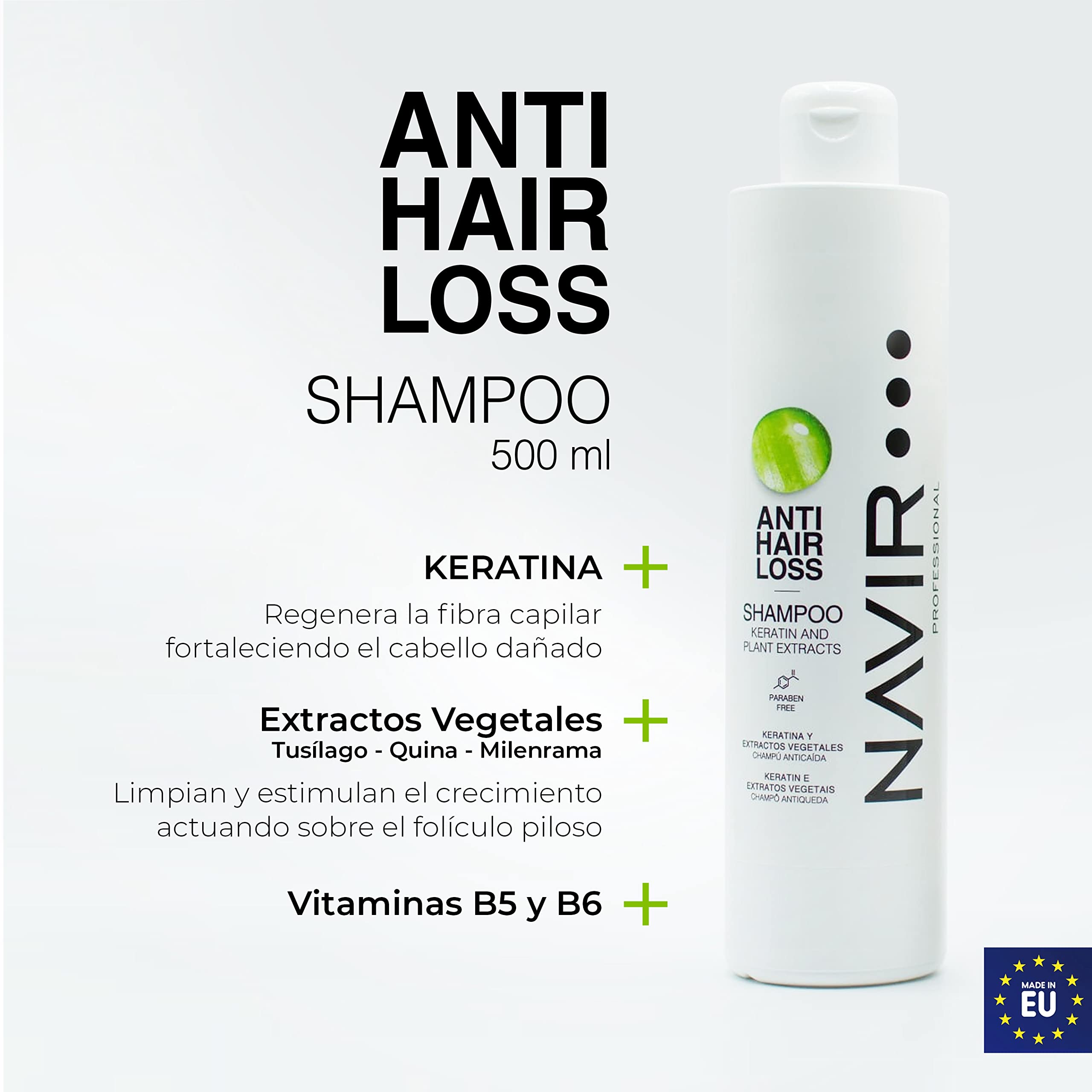 NAVIR Profesional | Ampollas Anticaida del cabello | Tratamiento con Placenta Vegetal | Mujer y Hombre (Ampollas 10 x 10 ml)