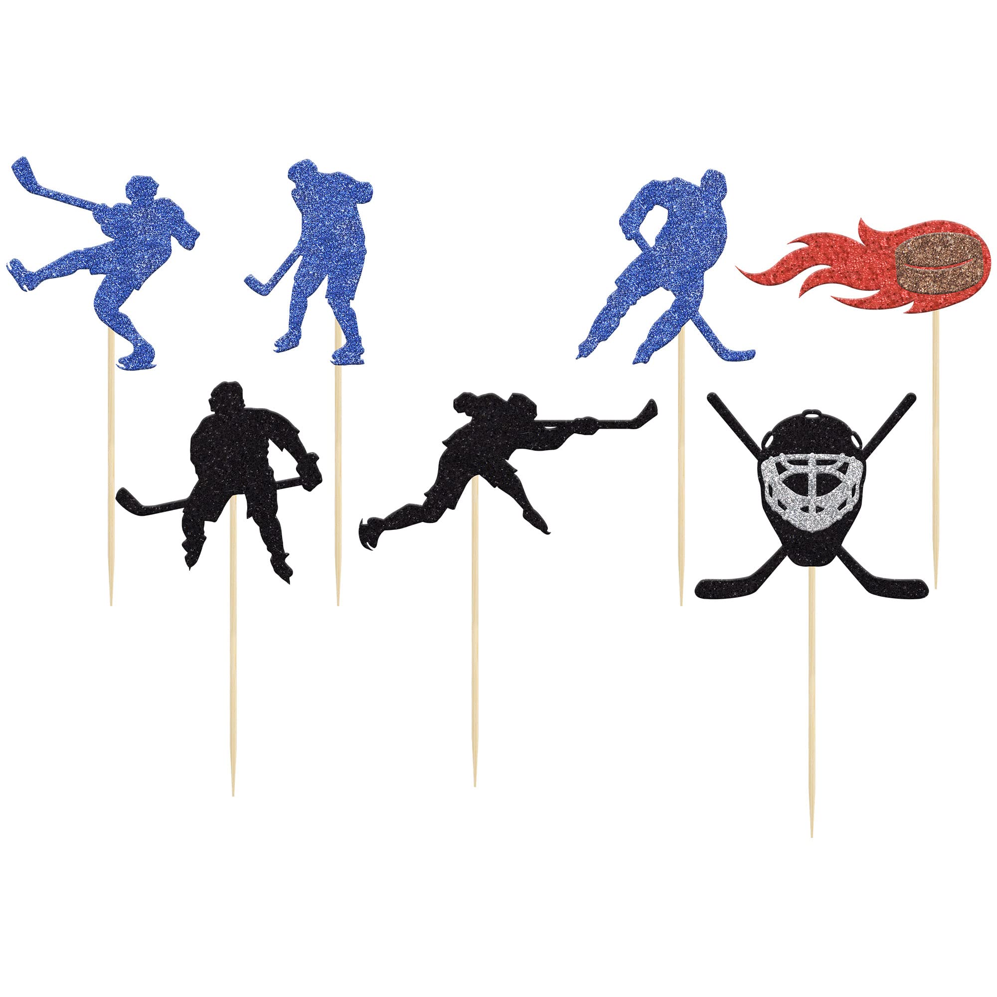 Eishockey-Kuchen-Deko-Set – 41-teilig, Mit Glitzernden Cupcake-Aufsätzen & Kugeln, Für Sport-Mottopartys