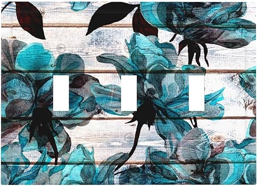 Miniatura 23 de Turquesa Aqua Teal Flower Floral Girasol Daisy Dahlia 2 Gang interruptor de interruptor de luz Cubierta de pared Placa de pared Mariposa Mujer Niña