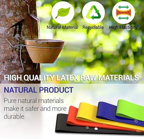 Miniatura 5 de Juego de bandas de resistencia para hombres y mujeres, paquete de 5 diferentes niveles de banda elástica para gimnasio en casa ejercicio largo