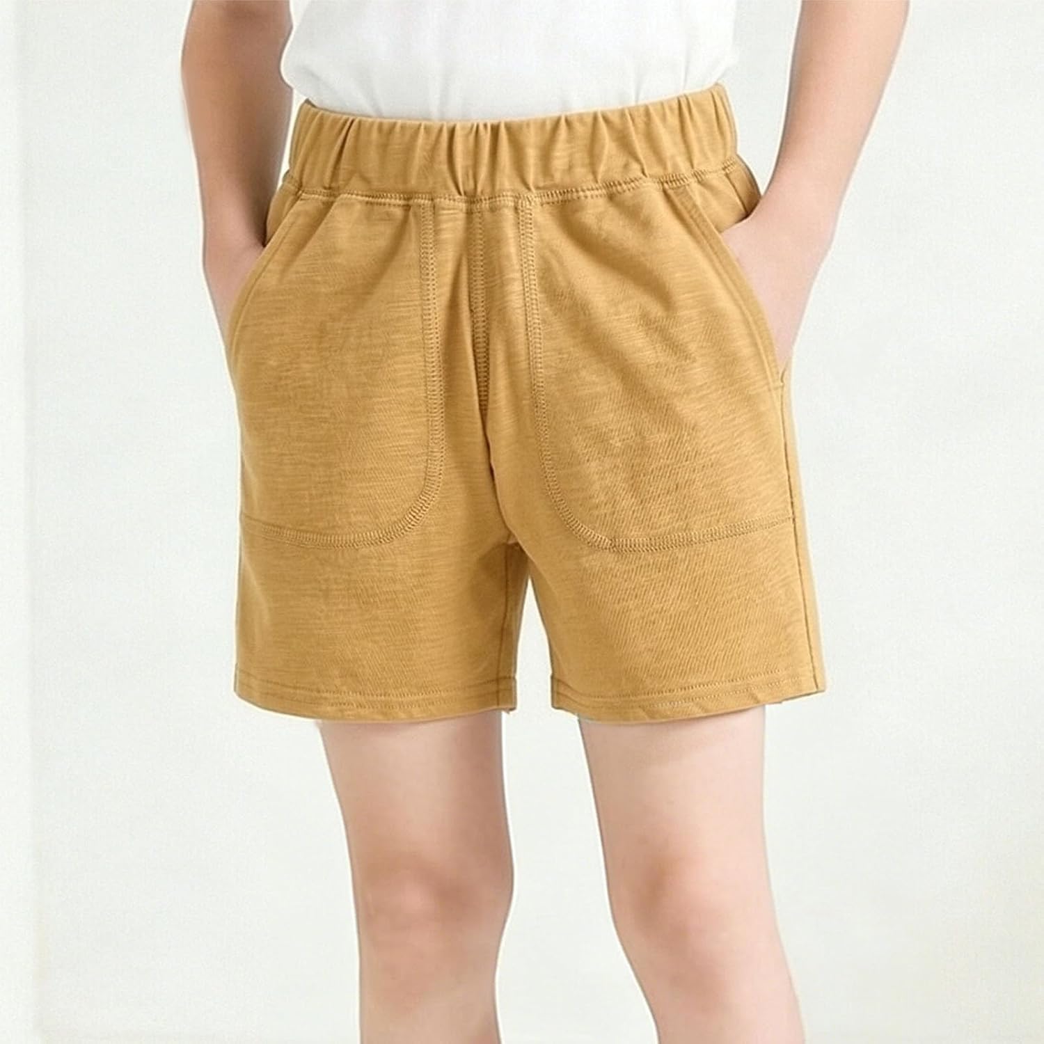 Kids Summer Athletic Shorts Elastic Waist Casual Workout Shorts with Side Pockets for Boys Girls