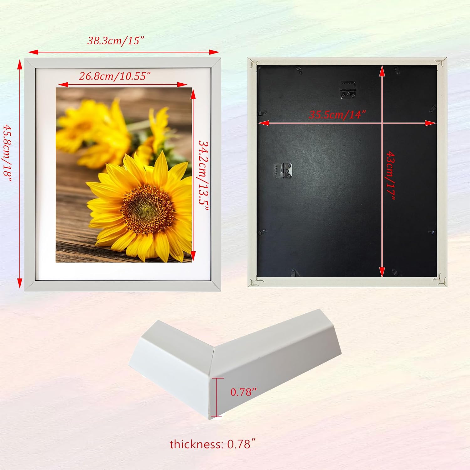 14x17 Wall Picture frame with 11x14 mat, White Gallery Photo Frame for Horizontal or Vertical Display