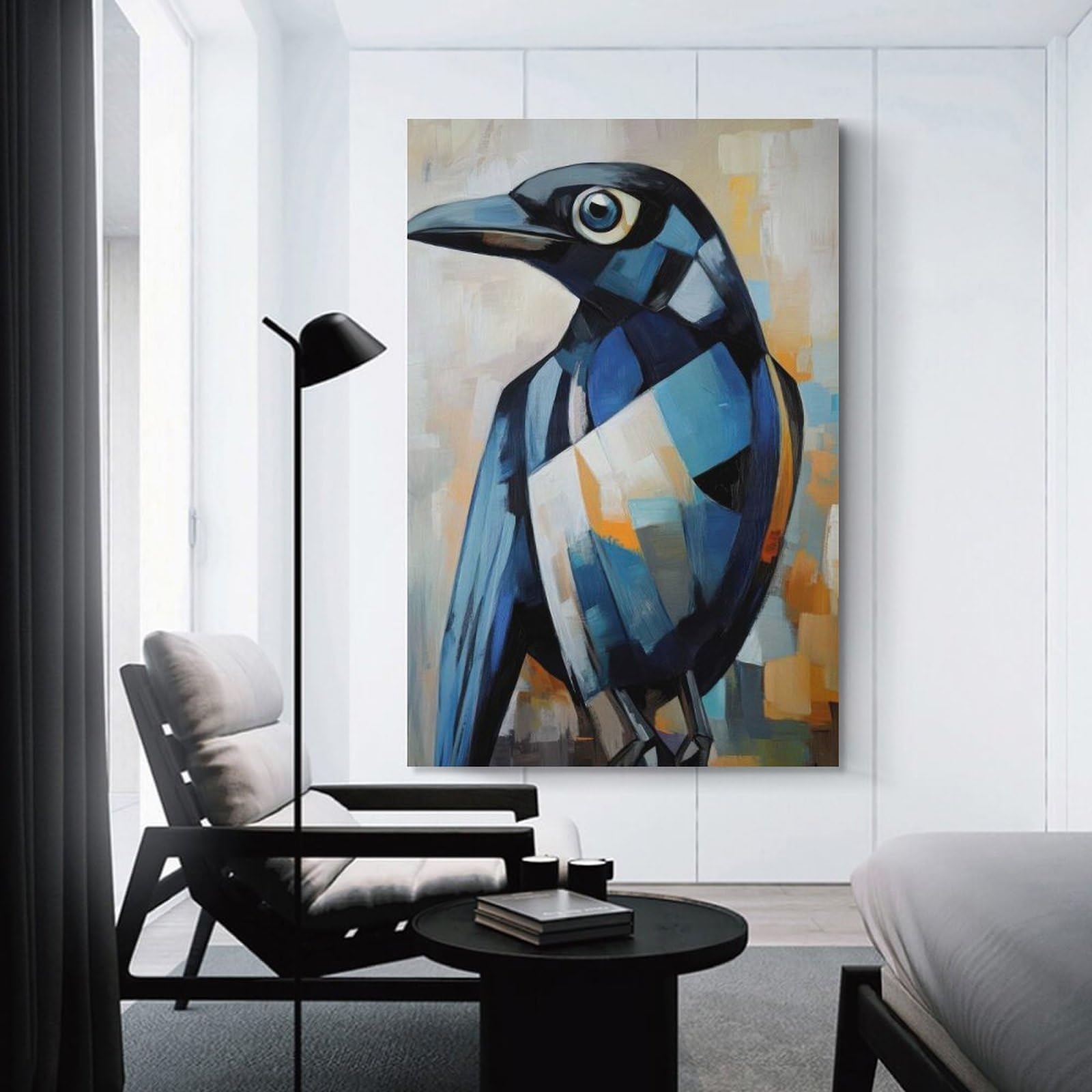 Junmoney Raven Oil Painting Hanging Wall Art 24x36inch(60x90cm), for Small Homes, Bedrooms Or Open Spaces, An Easy Choice for New Home Styling