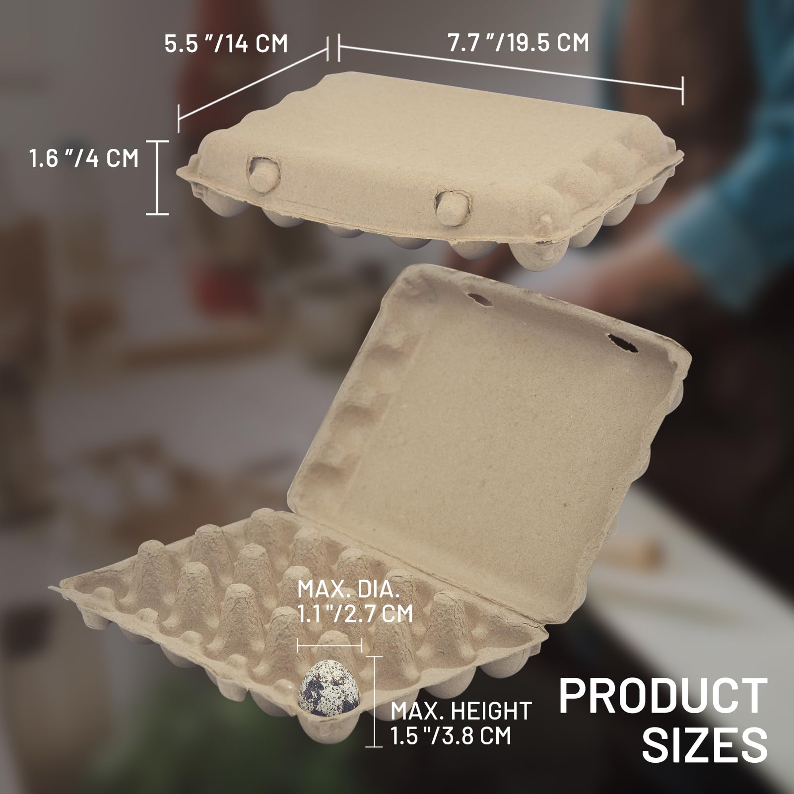 Cajas de huevos de codorniz, paquete de 30 unidades, capacidad para hasta dos docenas de 24 huevos, contenedor en blanco a granel, cajas vacías de cartón de pulpa natural, con tijeras,