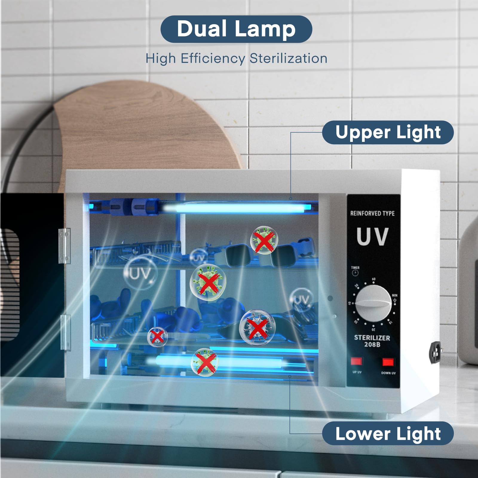 12L sterylizator UV, szafka do dezynfekcji UV z timerem, długość fali 185 nm, drzwi ze szkła hartowanego, do laboratoriów, domu, salonu paznokci i urody