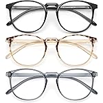 IBOANN Chic & Comfy Blue Light Glasses for Women - 3-Pack Round Frames, Screen-Ready Style with UV Protection Coating