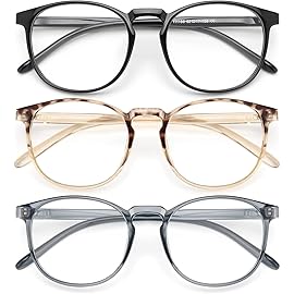 IBOANN Chic & Comfy Blue Light Glasses for Women - 3-Pack Round Frames, Screen-Ready Style with UV Protection Coating