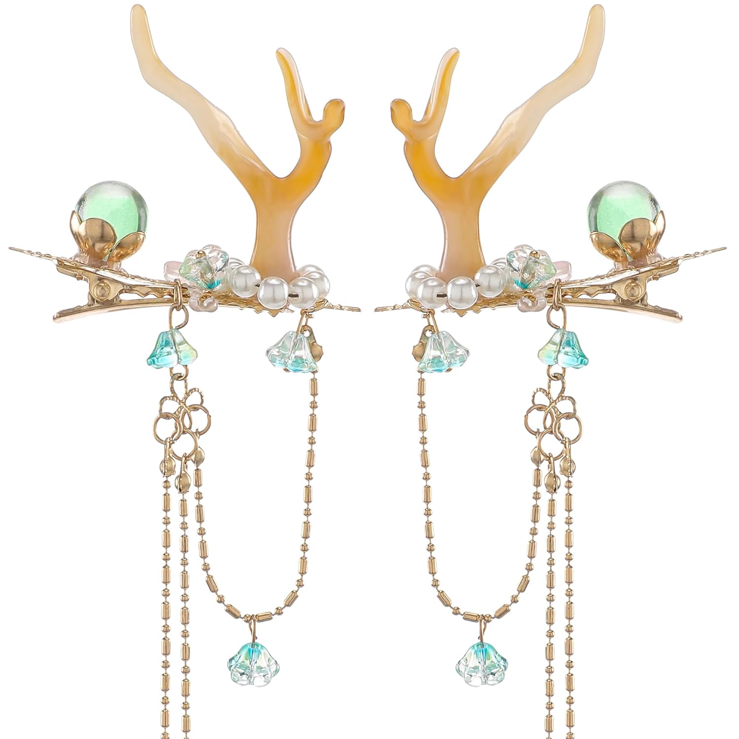 Fantasy Renaissance Reindeer Hair Clip, 2 Pcs Deer Antler Hairpin image 3