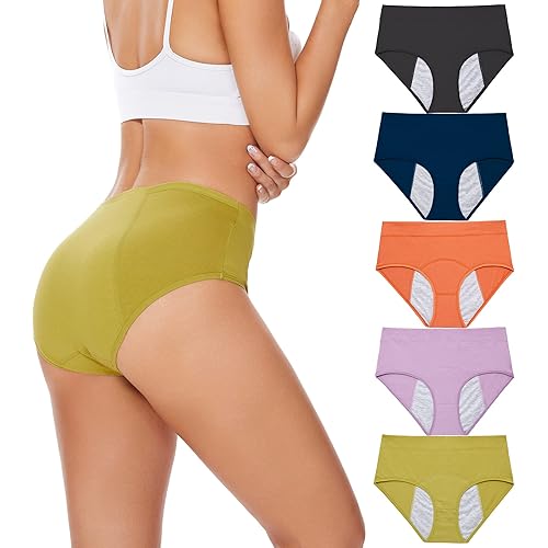 HATSURE Period Underwear for Women Leak Proof Cotton Overnight Menstrual Panties Briefs (Multipack)