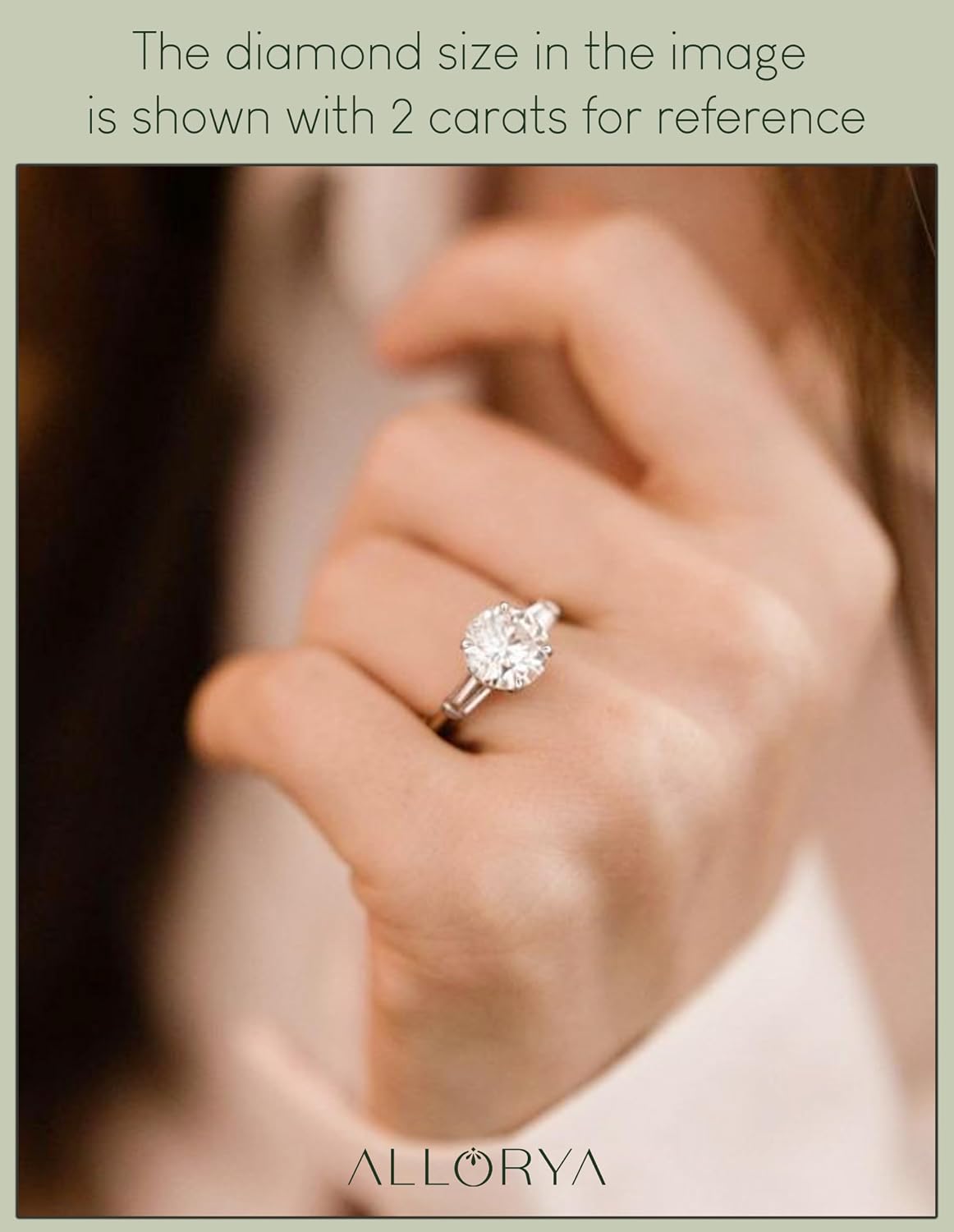1/4 Carat Round & Tapered Baguette Lab Grown White Diamond Three Stone Engagement Ring for Women in 925 Sterling Silver Size 6.5