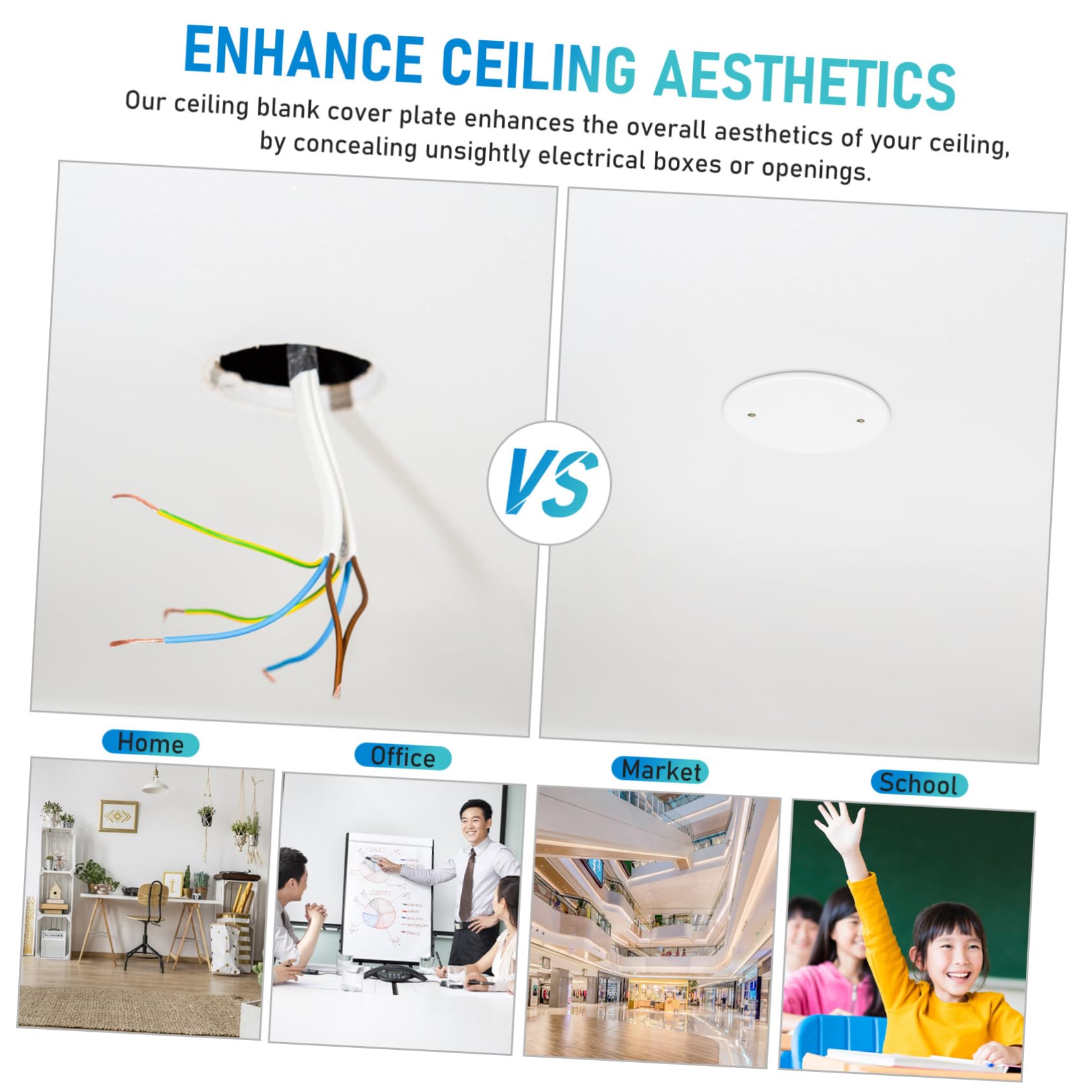 DIYEAH Round Cover Plates for Ceiling 4 Pack 4In Electrical Box Caps Flat Blanking Plates with Screws Easy Installation for Home Office Ceiling Hole Covers - Image 3