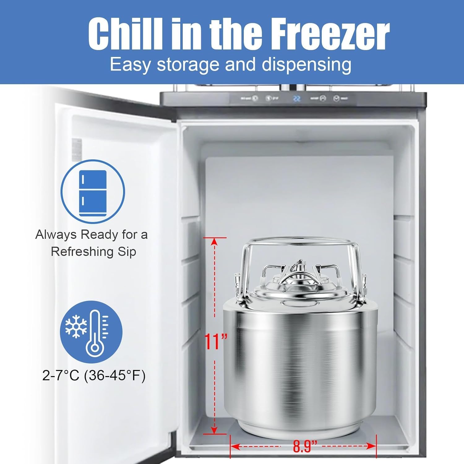 MRbrew New Ball Lock Keg, 1.6 Gallon Stainless Steel Beer Keg with Replacement O-Ring Gasket Set, Double Ball Lock Post Corny Keg For Draft, Homebrew, Craft Beer, Cold Brew Keg for Party(6L)