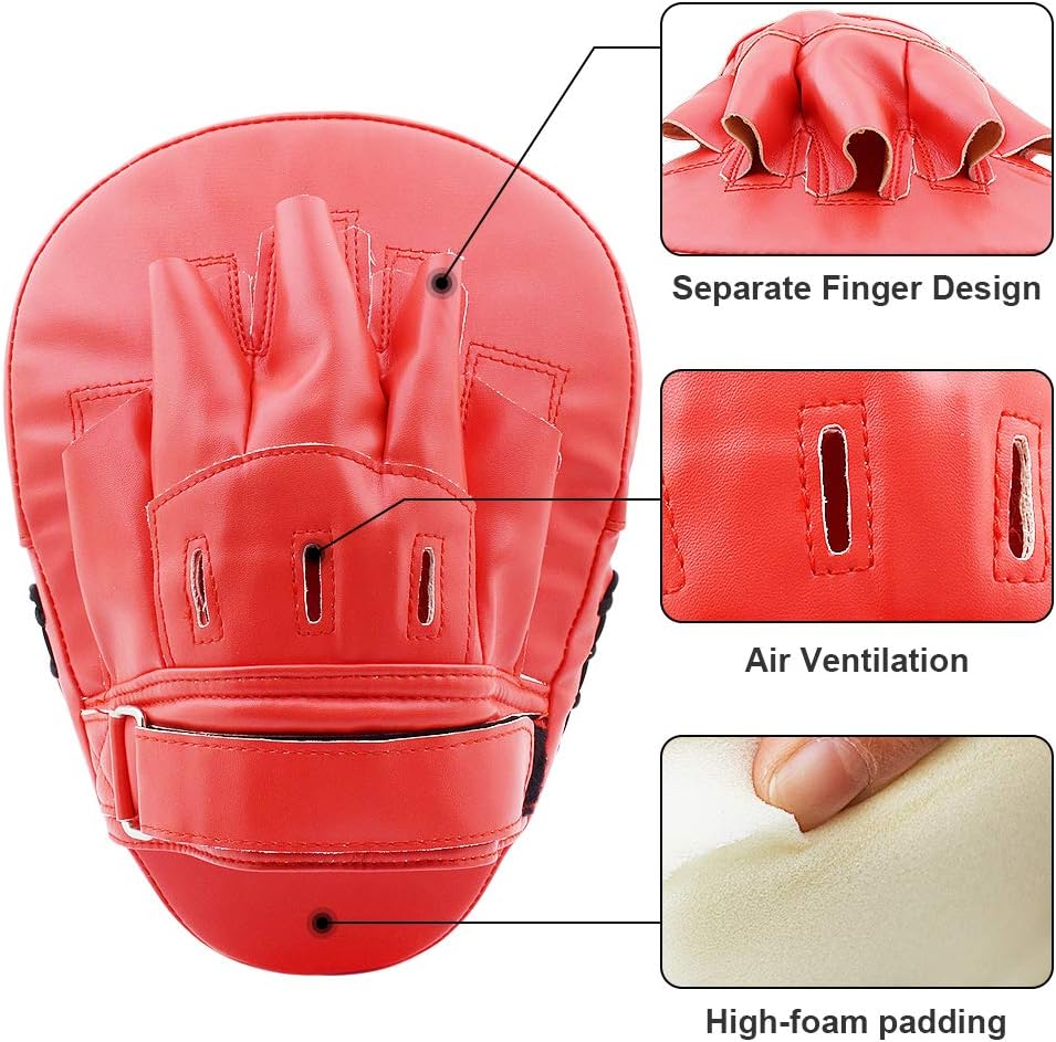 TLBTEK 2PCS Curved Punching Mitts Boxing Pads Hand Target Boxing Pads Gloves Training Focus Pads Kickboxing Muay Thai MMA Martial Art UFC Punch Mitts for Kids,Men & Women