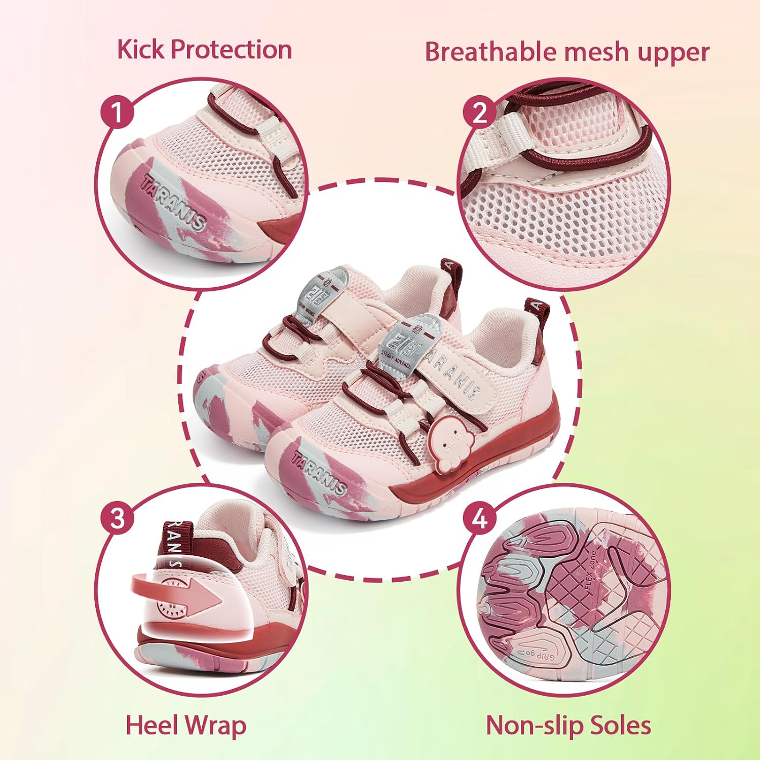 TARANIS Toddler Walking Shoes Boys Girls Outdoor Sneakers Non-Slip Lightweight Hiking Shoes for Outdoor Activities