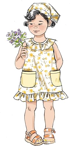 Miniatura 5 de Butterick Kit de patrón de costura para vestidos, tops, pantalones cortos, pañuelos y pantalones para niños pequeños, código de diseño B6951, tallas